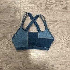 MAKE AN OFFER! Blue jean patched sports bra, size S, super cute and never worn